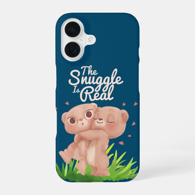 The Snuggle is Real Cute Bear Hugs iPhone Case (Back)
