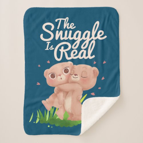 The Snuggle is Real Cute Bear Hugs Sherpa Blanket