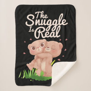 The Snuggle is Real Cute Bear Hugs Sherpa Blanket