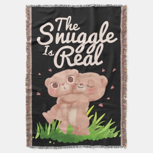 The Snuggle is Real Cute Bear Hugs Throw Blanket