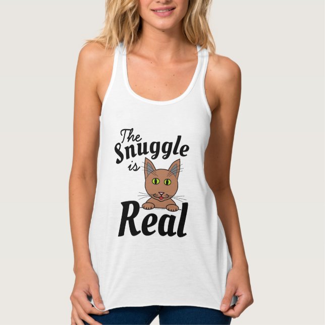 The Snuggle is Real Cute Funny Cat T-Shirt Tank Top (Front)
