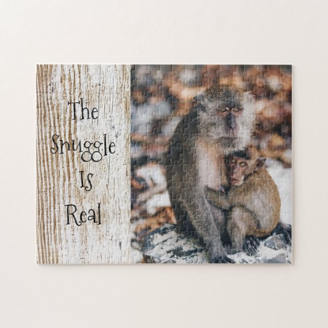 The Snuggle Is Real Hugging Parent Child Monkeys Jigsaw Puzzle (Horizontal)