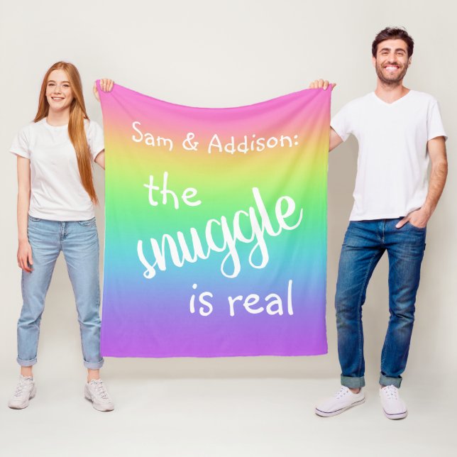 The Snuggle is Real Personalized Rainbow Blanket (In Situ)