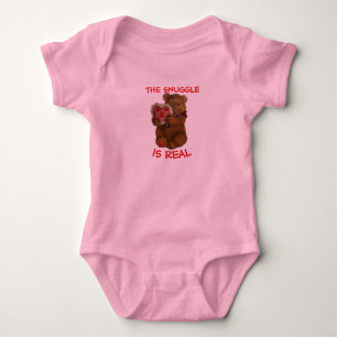 The Snuggle is Real Teddy Bear and Heart Baby Bod Bodysuit