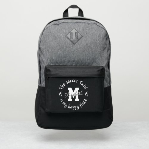 The soccer field is my happy place custom port authority backpack