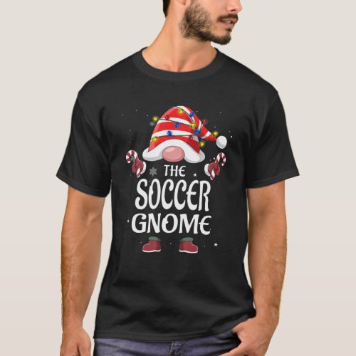 The Soccer Gnome Tree Light Buffalo Plaid Christma T_Shirt