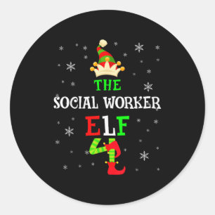 The Social Worker Elf Christmas Elf Matching Famil Classic Round Sticker