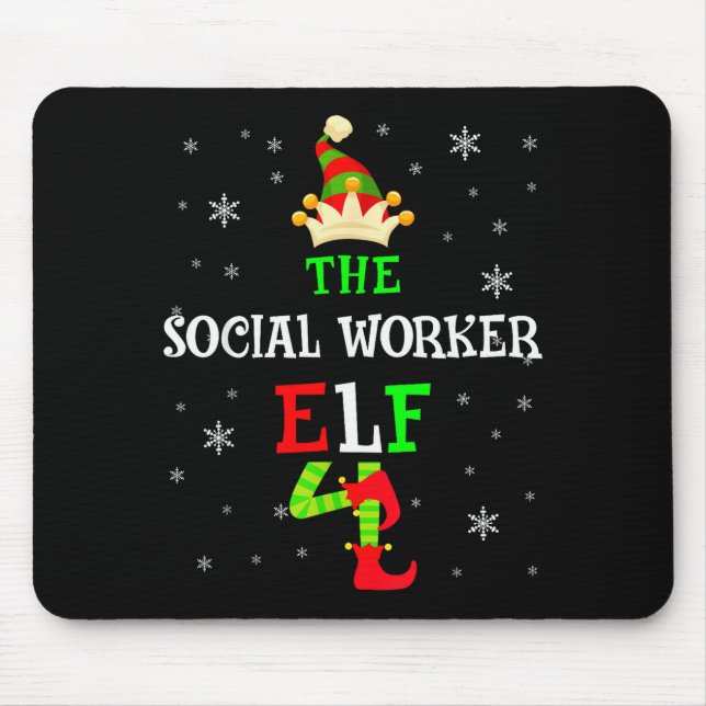 The Social Worker Elf Christmas Elf Matching Famil Mouse Pad (Front)