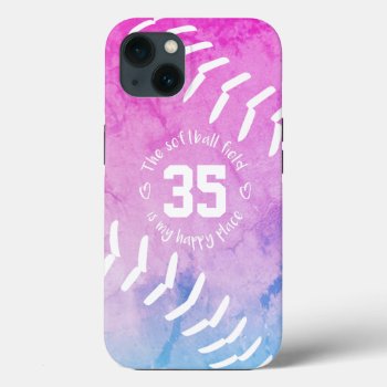 The Softball Field Is My Happy Place Iphone 13 Case by katz_d_zynes at Zazzle