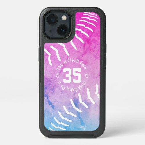 the softball field is my happy place iPhone 13 case