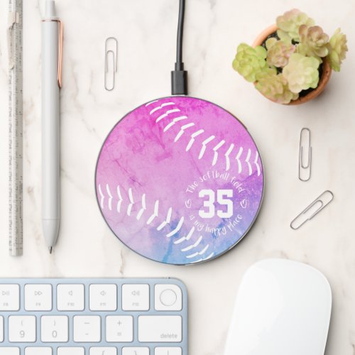 The softball field is my happy place wireless charger 