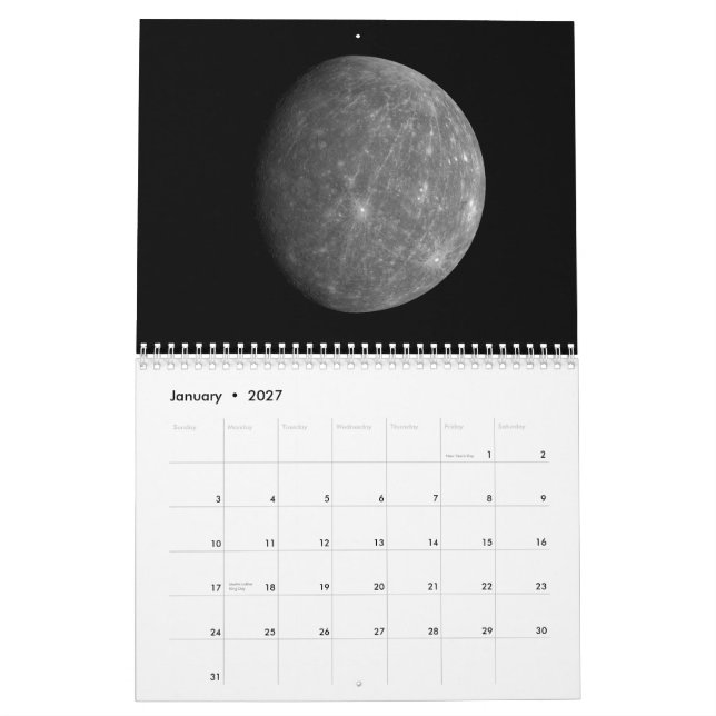 The Solar System - Planet by Planet Calendar (Jan 2027)