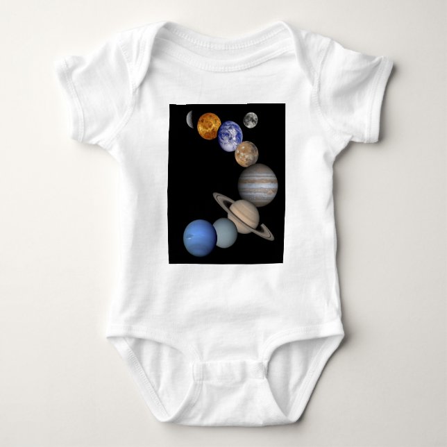 The solar system range our planets baby bodysuit (Front)