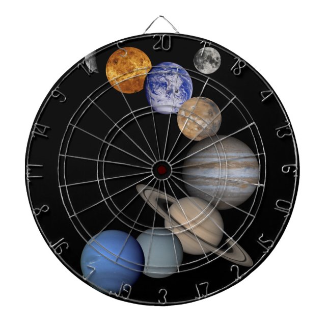The solar system range our planets dartboard with darts (Front)