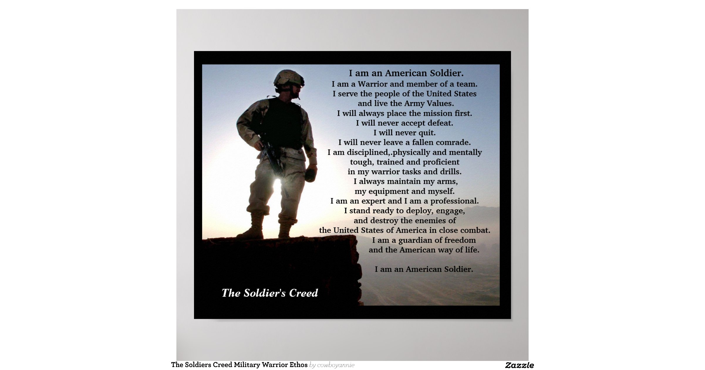 The Soldiers Creed Military Posters | Zazzle