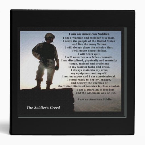 The Soldier's Creed Warrior Ethos Binder | Zazzle