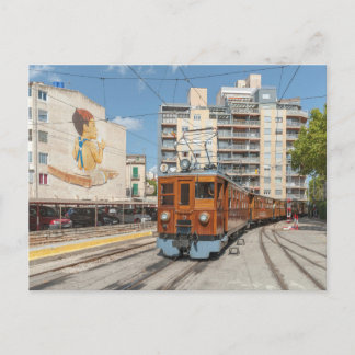 The Sollér train arrives at Palma, Mallorca. Postcard