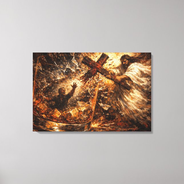 The Solution: Whiskey Glass Divine Rescue Art Canvas Print (Front)