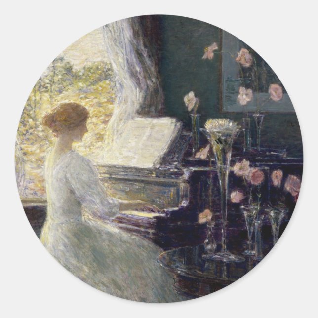 The Sonata by Frederick Childe Hassam Classic Round Sticker (Front)