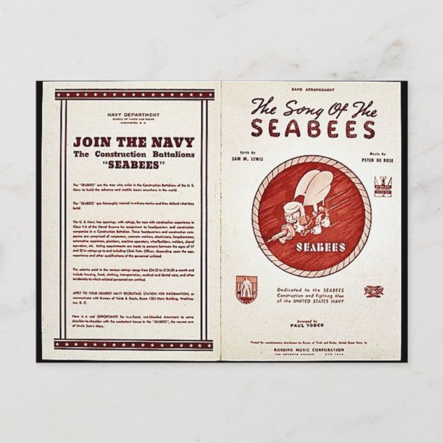 The Song Of The Seabees Postcard (Front)