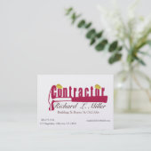 The Sophisticate Carpenter Builder Red Hammer Business Card (Standing Front)