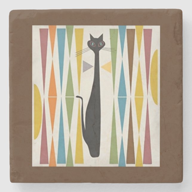 The Sophisticated Cat Stone Coaster (Front)