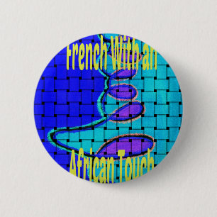 The Sophisticated Silhouette French Blue Woven Pinback Button