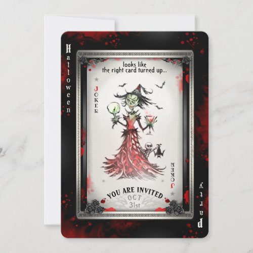 The Sorceress Joker Card Party Invitation