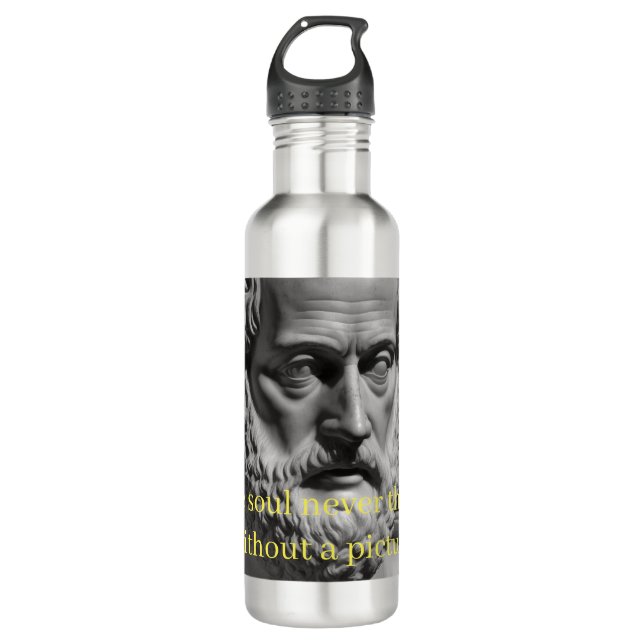 The soul never thinks without a picture stainless steel water bottle (Front)