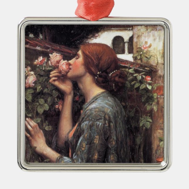 The Soul of the Rose (by John William Waterhouse) Metal Ornament (Front)