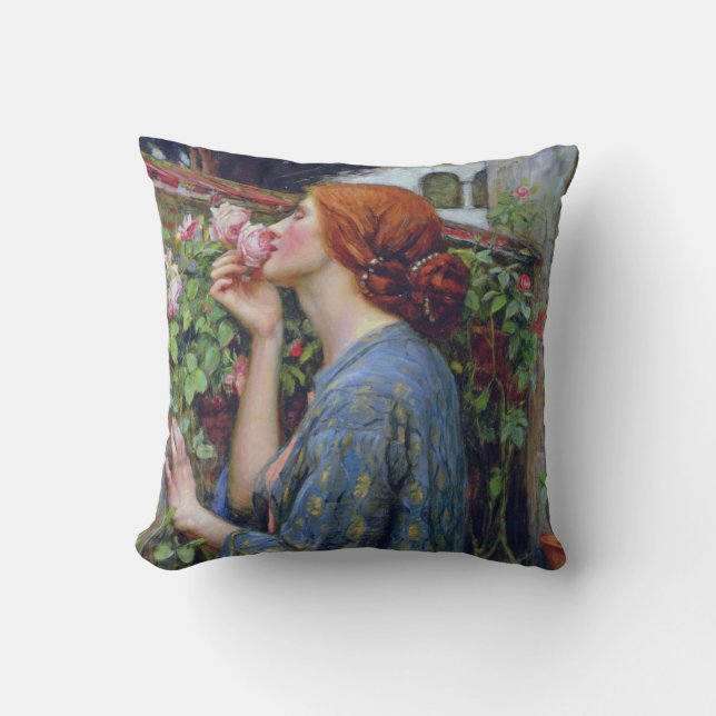 The Soul of the Rose, John William Waterhouse Throw Pillow (Front)