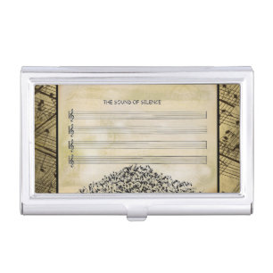 The Sound of Silence Fallen Music Notes Business Card Case
