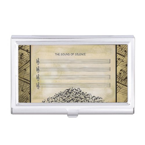 The Sound of Silence Fallen Music Notes Business Card Case