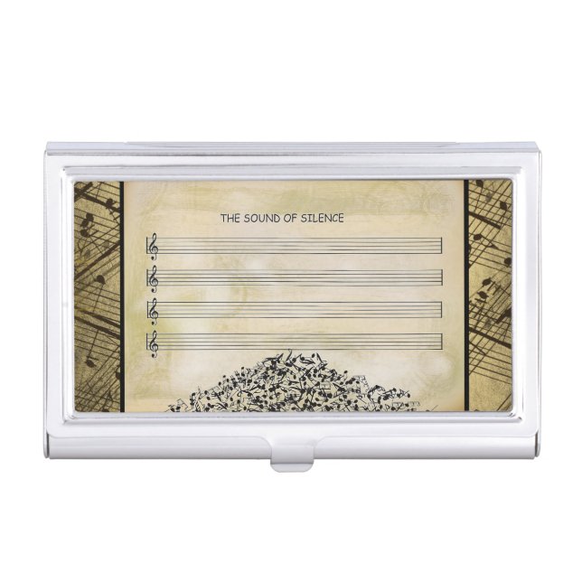 The Sound of Silence Fallen Music Notes Business Card Case (Front)