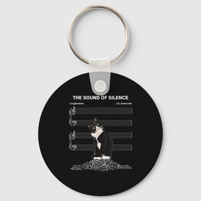 The Sound Of Silence Music And Cats Lover  Keychain (Front)