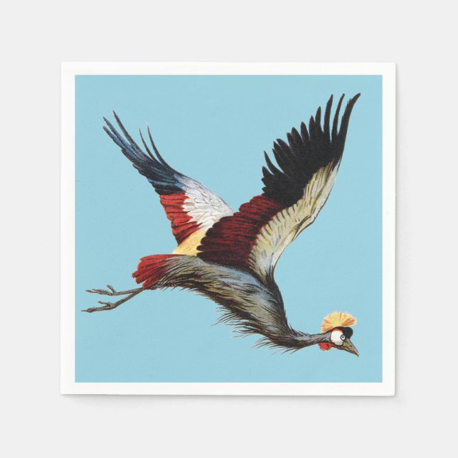 The South African crowned crane in mid-flight Napkins (Front)