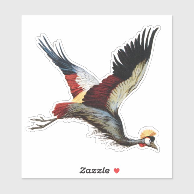 The South African crowned crane in mid-flight Sticker (Sheet)