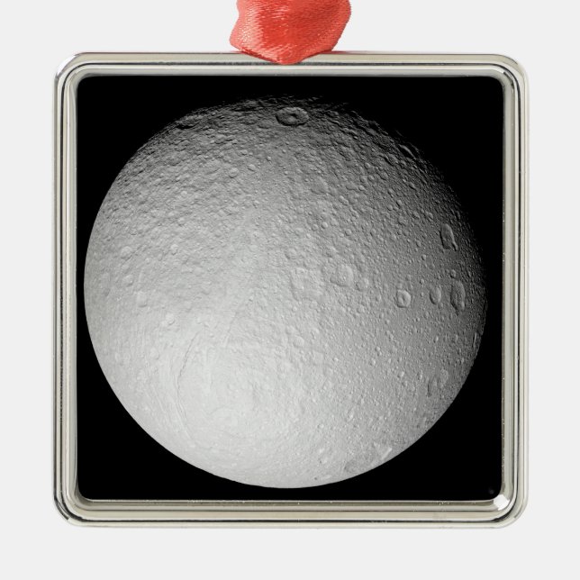The South Pole of Saturn's moon Tethys Metal Ornament (Front)