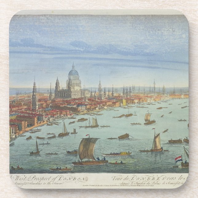 The South West Prospect of London, from Somerset G Beverage Coaster (Front)