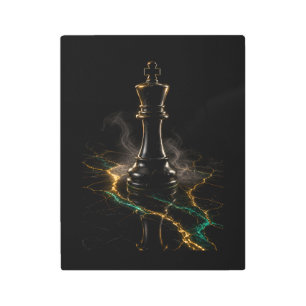The Sovereign Luxury Dark Chess King Metal Wall Print