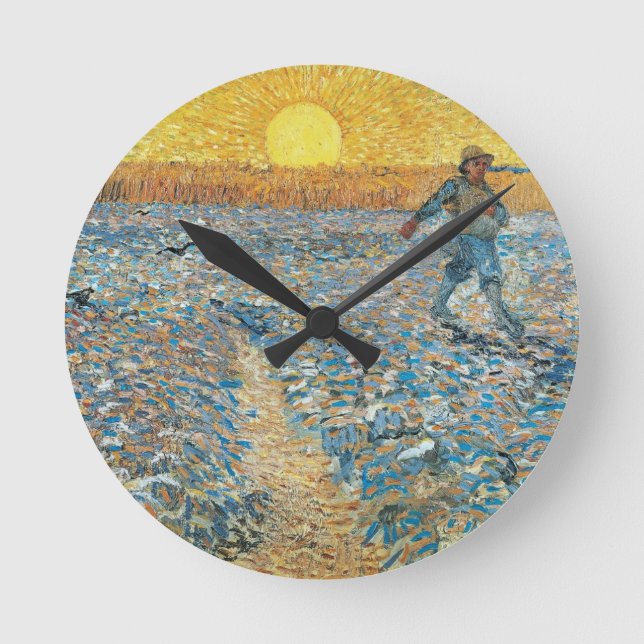 The Sower by the Dutch painter Vincent van Gogh Round Clock (Front)