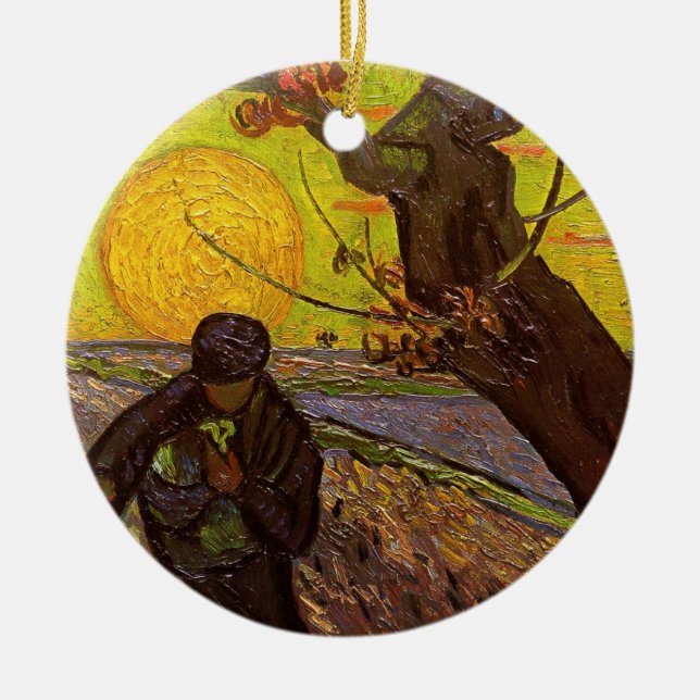 The Sower by Vincent van Gogh Ceramic Ornament (Front)