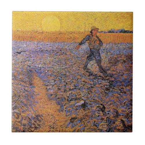 The Sower by Vincent van Gogh Ceramic Tile