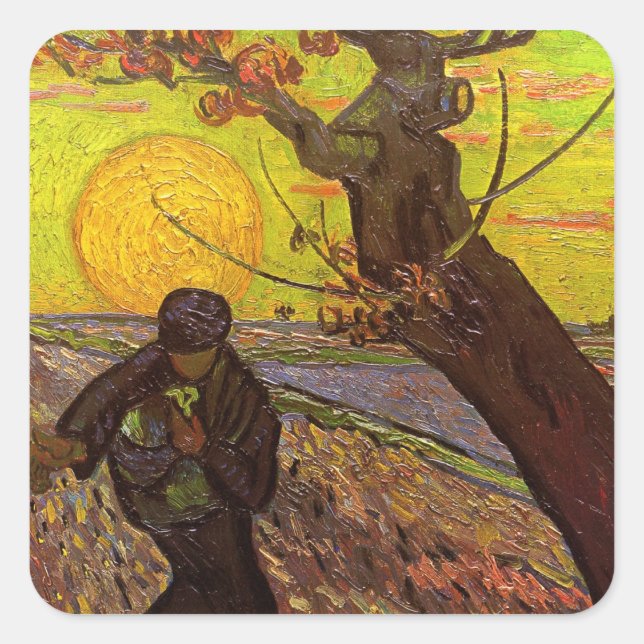 The Sower by Vincent van Gogh Square Sticker (Front)