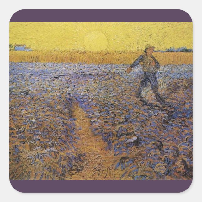 The Sower  by Vincent Van Gogh Square Sticker (Front)