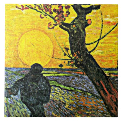 The Sower fine art painting by Vincent van Gogh Ceramic Tile