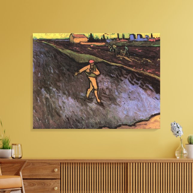 The Sower: Outskirts of Arles by Vincent van Gogh Canvas Print (Insitu(LivingRoom))