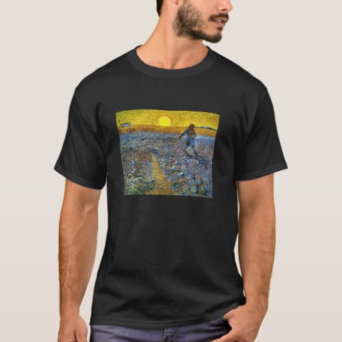 The Sower Sower with Setting Sun by Vincent van Go T_Shirt