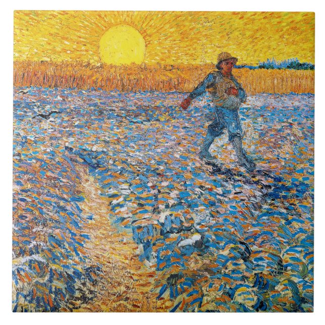 The Sower, Van Gogh Ceramic Tile (Front)