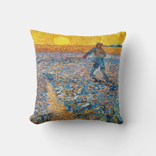 The Sower, Van Gogh Throw Pillow (Front)
